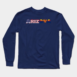 Arizona State Flag/ American Flag Long Sleeve T-Shirt